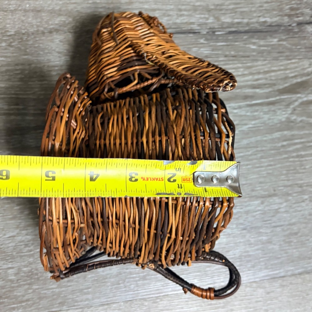 Vintage Wicker Rabbit Basket Woven Animal Planter Figurine Brown Rustic Decor - Picture 10 of 12